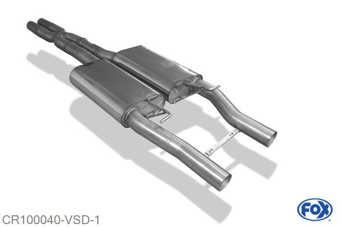 CR100040-VSD, Chrysler 300C SRT8 6.1l SRT8 317kW, Voordemper inkl. Druckaustauschrohr 76mm Buisdiameter Geheel RVS, Absortie demper, mooie diepe sound, Met E-keur