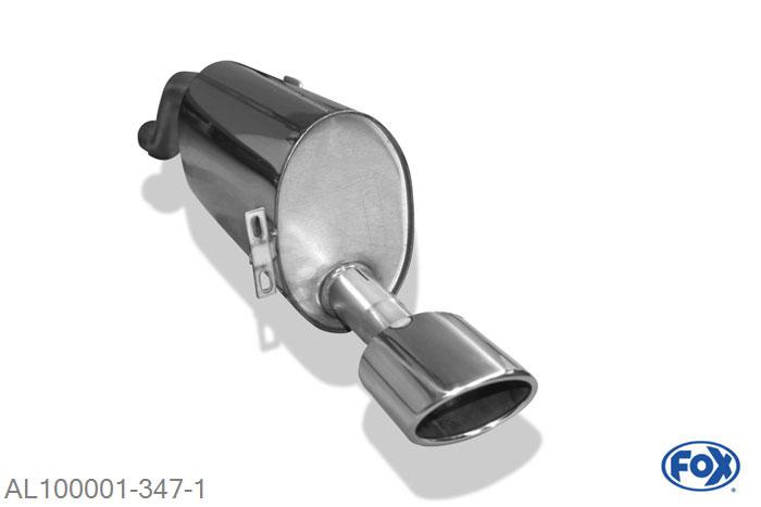 AL100001-347, Alfa Romeo Mito - 955 1.4l T 99/114/120/125kW, Einddemper met eindstuk 115x85mm  Type 32 63,5mm Buisdiameter Geheel RVS, Absortie demper, mooie diepe sound, Met E-keur