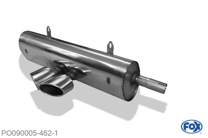 PO090005-462, Porsche Boxster Typ 986 2.5l 150kW, Einddemper midden - 2x115x85mm  Type 38 midden 45mm Buisdiameter Geheel RVS, Absortie demper, mooie diepe sound, TUV-Teilegutachten (eintragungspflichtig)