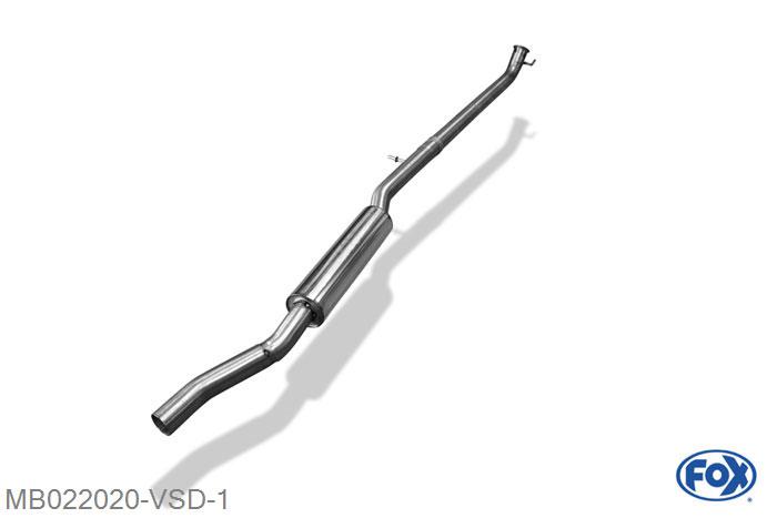 MB022020-VSD, Mercedes A-Klasse A250 - 176 4-matic 2.0l 155kW, Voordemper 63,5mm Buisdiameter Geheel RVS, Absortie demper, mooie diepe sound, ECE-certification