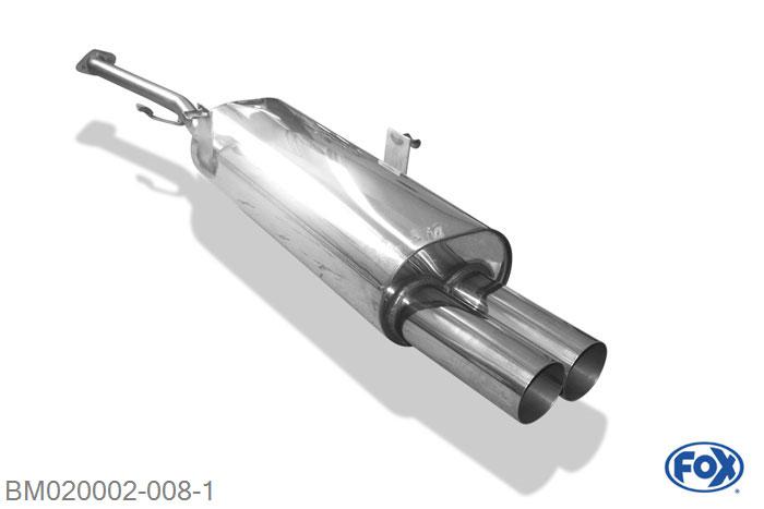 BM020002-008, BMW E30 316i/ 318i ab 9/87` 1.6l 73/75kW 1.8l 66/75/77/83kW, half systeem vanaf Kat met 2-Loch flens - 2x76mm  Type 10 45mm Buisdiameter Geheel RVS, Met E-keur
