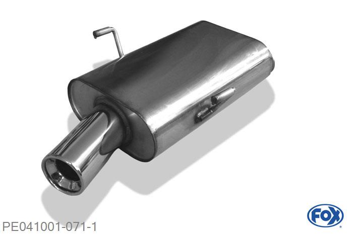 PE041001-071, Peugeot 406 Limousine/ Coupe 1.6l 65kW 1.8l 81kW 2.0l 97kW 2.0l 99kW, Einddemper met eindstuk 1x90mm  Type 13 50mm Buisdiameter Geheel RVS, Absortie demper, mooie diepe sound, Met E-keur