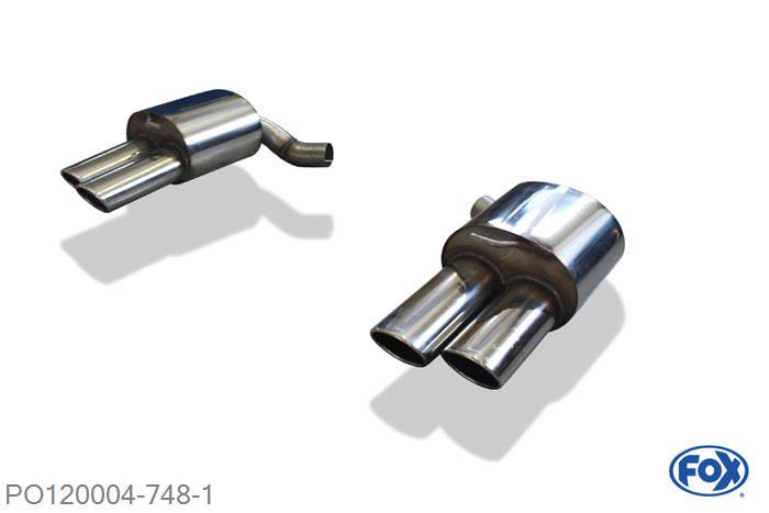 PO120004-748, Porsche Panamera 4,8l 4.8l 294/368kW, Einddemper rechts/links - 2x115x85mm  Type 44 rechts/links 70mm Buisdiameter Geheel RVS, Absortie demper, mooie diepe sound, Met E-keur