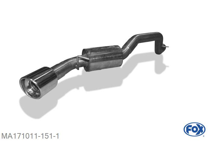 MA171011-151, Mazda 3 BL - Diesel 2.2l D 110/136kW, Einddemper met eindstuk 1x100mm  Type 17 63,5mm Buisdiameter Geheel RVS, Absortie demper, mooie diepe sound, Met E-keur