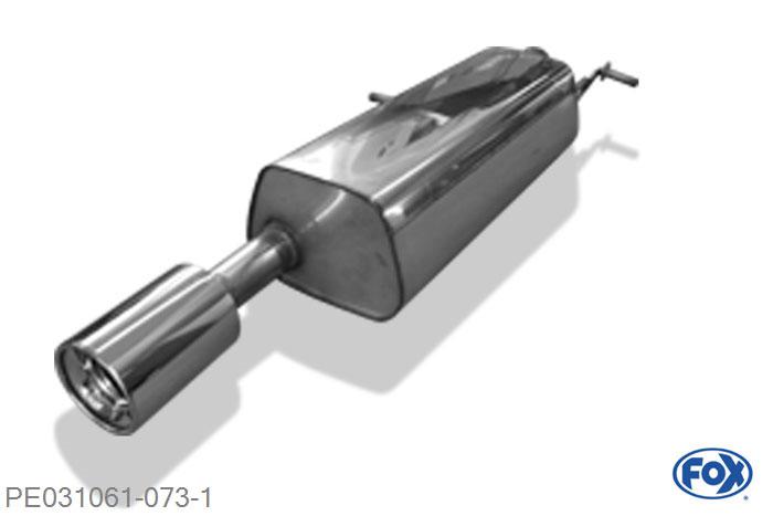 PE031061-073, Peugeot 307cc 1.6l 16V 80kW, Einddemper met eindstuk 1x100mm  Type 13 50 Buisdiameter Geheel RVS, Absortie demper, mooie diepe sound, Met E-keur