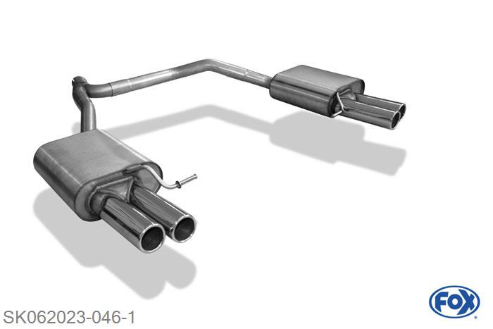SK062023-046, Skoda Octavia 5E 1.8l TSI 132kW 2.0l TDI 105/110/135kW, Einddemper rechts/links - 2x70mm  Type 12 rechts/links 63,5/ 2x55mm Buisdiameter Geheel RVS, Absortie demper, mooie diepe sound, Met E-keur