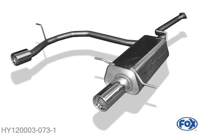 HY120003-073, Hyundai Santa Fe - SM 2.4l 100/107kW 2.7l 124kW 2.0l CRDI 83kW, Einddemper rechts/links - 1x100mm  Type 13 rechts/links Geheel RVS, Absortie demper, mooie diepe sound, Met E-keur