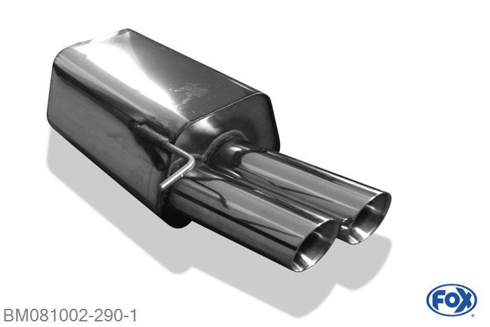 BM081002-290, BMW Z4 E89 - sDrive 23i 2.5l 150kW, Einddemper met eindstuk 2x80mm  Type 25 2x55mm Buisdiameter Geheel RVS, Absortie demper, mooie diepe sound, Met E-keur