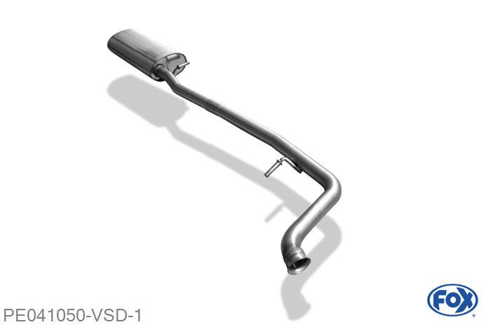 PE041050-VSD, Peugeot 406 Break 1.8l 66/81kW, Voordemper 50mm Buisdiameter Geheel RVS, Absortie demper, mooie diepe sound, Met E-keur