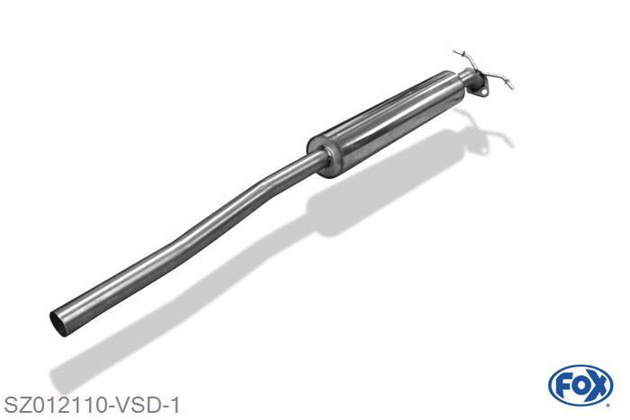 SZ012110-VSD, Suzuki Swift Sport IV - 4x4 1.2l 66/69kW, Voordemper 50mm Buisdiameter Geheel RVS, Absortie demper, mooie diepe sound, Met E-keur
