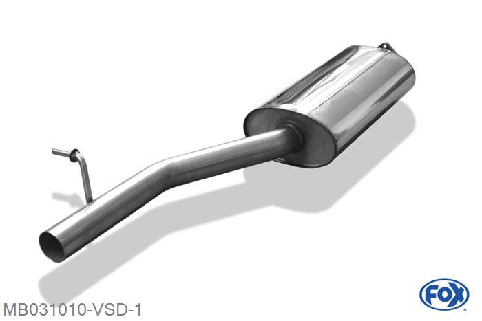 MB031010-VSD, Mercedes C-Klasse Sportcoupe CL203 1.8l 105kW 2.0l 95/120kW 2.3l 145kW, Voordemper 55mm Buisdiameter Geheel RVS, Absortie demper, mooie diepe sound, Met E-keur