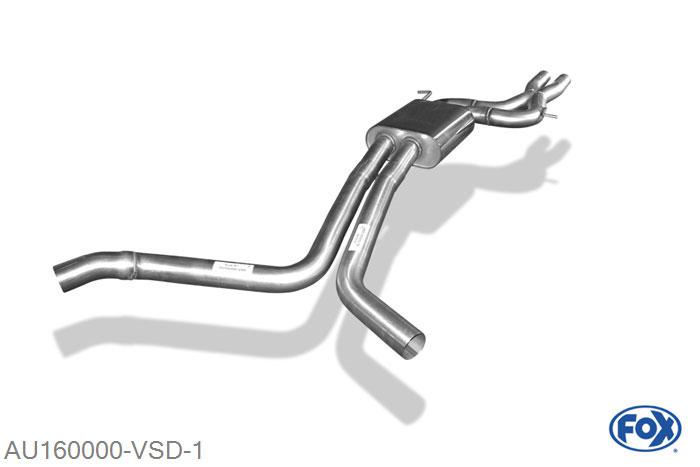AU160000-VSD, Audi A7 4G - 3,0l TFSI 3.0l TFSI 220kW, Voordemper 63,5mm Buisdiameter Geheel RVS, Absortie demper, mooie diepe sound, Met E-keur