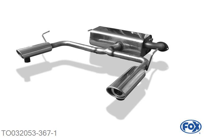 TO032053-367, Toyota Celica T23 1.8l 105/141kW, Einddemper met uitgang rechts/links - 115x85mm  Type 33 rechts/links 63,5/ 2x50mm Buisdiameter Geheel RVS, Absortie demper, mooie diepe sound, Met E-keur