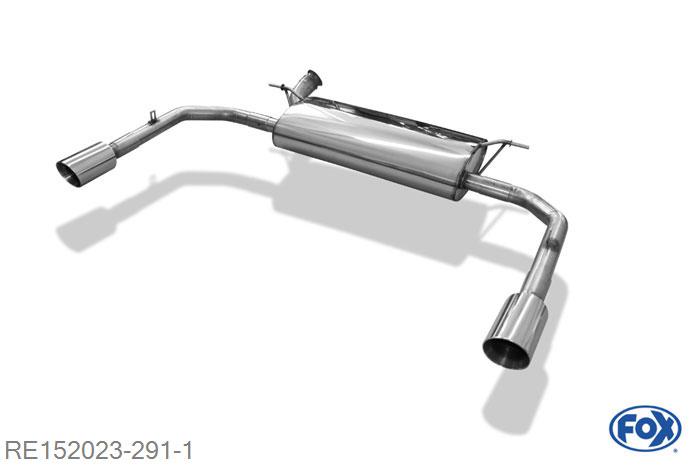 RE152023-291, Renault Laguna III Coupe 2.0l 150kW, Einddemper met uitgang rechts/links - 1x90mm  Type 25 rechts/links 63,5mm Buisdiameter Geheel RVS, Absortie demper, mooie diepe sound, Met E-keur