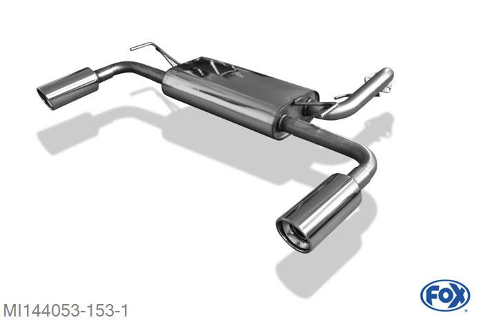 MI144053-153, Mitsubishi Lancer CYO Stufenheck/ Sportback Diesel 1.8l D 110kW, Einddemper met uitgang rechts/links - 1x100mm  Type 17 rechts/links 63,5mm/ 2x55mm Buisdiameter Geheel RVS, Absortie demper, mooie diepe sound, Met E-keur