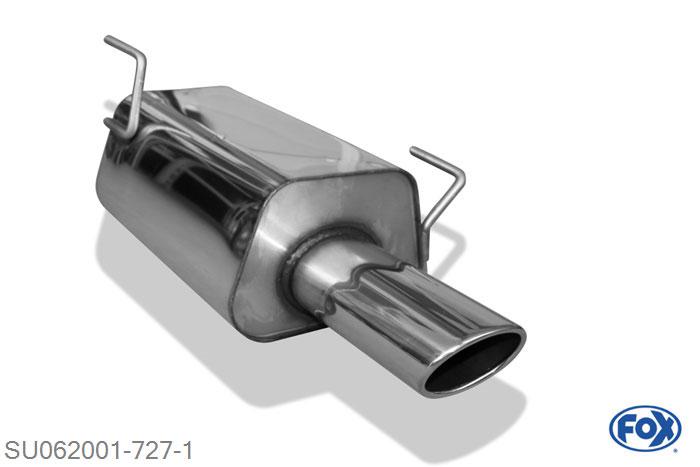SU062001-727, Subaru Legacy Kombi - BM 2.5l 123kW, Einddemper met eindstuk 115x85mm  Type 44 55mm Buisdiameter Geheel RVS, Absortie demper, mooie diepe sound, Met E-keur
