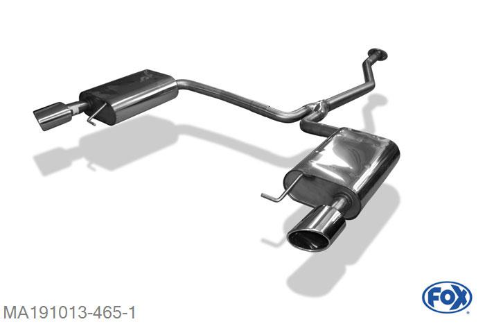 MA191013-465, Mazda 6 Typ GH Benzin 2.0l 108/114kW 2.5l 125kW, Einddemper rechts/links - 106x71mm  Type 38 rechts/links 55mm/ 2x50mm Buisdiameter Geheel RVS, Absortie demper, mooie diepe sound, Met E-keur