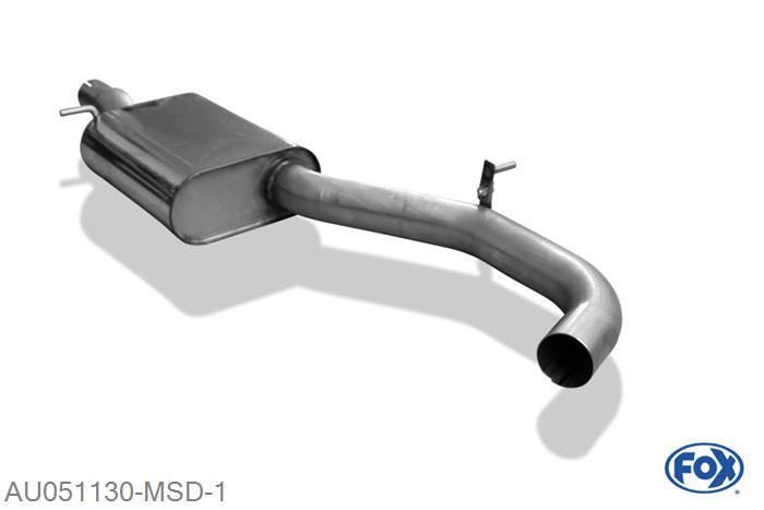 AU051130-MSD, Audi S3 - 8P 2.0l 188/195kW, Middendemper 70mm Buisdiameter Geheel RVS, Absortie demper, mooie diepe sound, Met E-keur