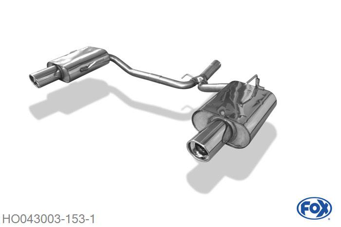 HO043003-153, Honda Accord VII Typ CL7 2.0l 114kW (CL7), Einddemper met uitgang rechts/links - 1x100mm  Type 17 rechts/links 63,5/ 2x50mm Buisdiameter Geheel RVS, Absortie demper, mooie diepe sound, Met E-keur