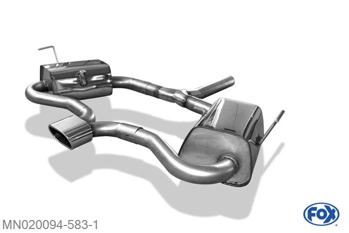 MN020094-583, Mini Cooper S R53 1.6l 120/125kW, Einddemper rechts/links uitgang midden - 135x80mm  Type 52 Geheel RVS, Absortie demper, mooie diepe sound, Met E-keur