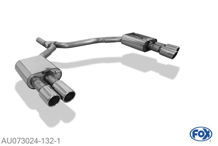 AU073024-132, Audi A6 4G - 2,0l TDI 2.0l TDI 100/120/130kW, Einddemper rechts/links dubbele buis - 2x90mm  Type 16 rechts/links 63,5mm Buisdiameter Geheel RVS, Absortie demper, mooie diepe sound, Met E-keur