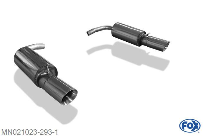 MN021023-293, Mini Cooper Clubman R55 1.6l 128kW, Einddemper rechts/links - 1x100mm  Type 25 rechts/links 2x45mm Buisdiameter Geheel RVS, Absortie demper, mooie diepe sound, Met E-keur