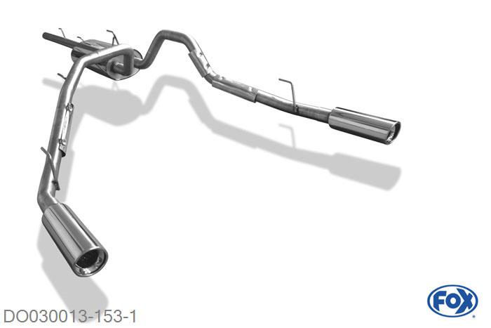 DO030013-153, Dodge RAM 1500 Facelift 2010- 5.7l 291kW, Halbanlage rechts/links ab Kat - 1x100mm  Type 17 rechts/links 76mm Buisdiameter Geheel RVS, Zonder goedkeuring