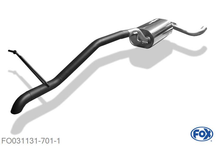 FO031131-701, Ford Focus II Tunier 1.4l 59kW 1.6l 74/85kW 1.8l 92kW 2.0l 107kW, Einddemper met eindstuk 1x55mm  Type 26 schwarz lackiert (Dieseloptik) 50mm Buisdiameter Geheel RVS, Absortie demper, mooie diepe sound, Met E-keur