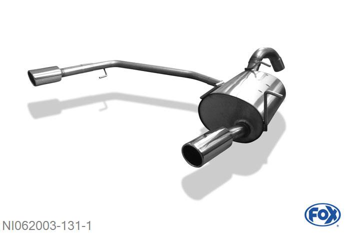 NI062003-131, Nissan Primera P12 Traveller 1.8l 85kW 2.0l 103kW, Einddemper met uitgang rechts/links - 1x90mm  Type 16 rechts/links 63,5mm Buisdiameter Geheel RVS, Absortie demper, mooie diepe sound, Met E-keur