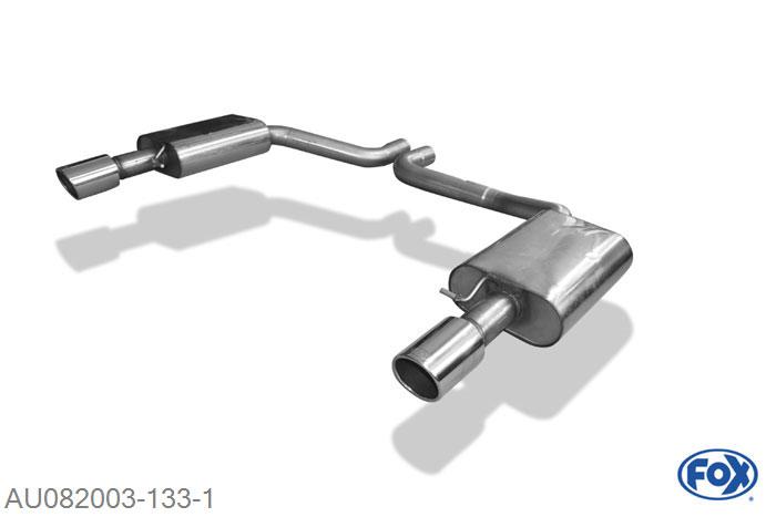 AU082003-133, Audi A8 Typ 4H 3.0l 213/245kW 4.2l 273kW 3.0l TDI 155/184kW, Einddemper rechts/links - 1x100mm  Type 16 rechts/links 70mm Buisdiameter Geheel RVS, Absortie demper, mooie diepe sound, Met E-keur