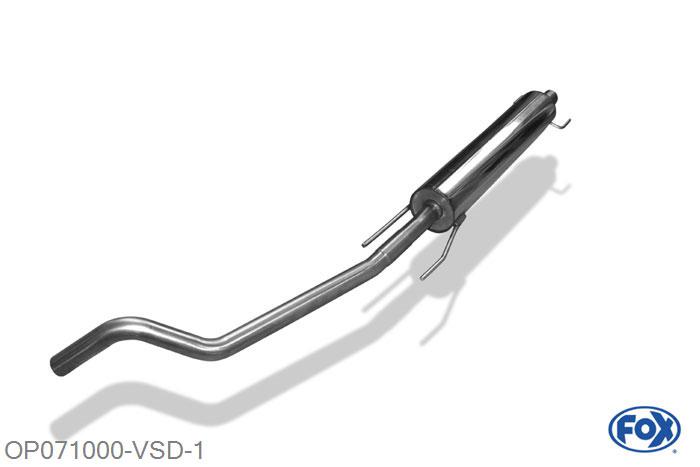 OP071000-VSD, Opel Tigra B TwinTop 1.4l 66kW 1.8l 94kW 1.3 CDTI 51kW, Voordemper 45mm Buisdiameter Geheel RVS, Absortie demper, mooie diepe sound, EG Gutachten (eintragungsfrei)