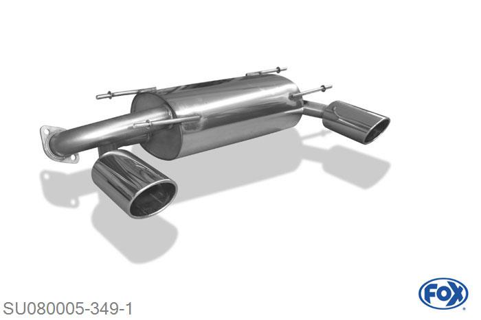 SU080005-349, Subaru BRZ/ Toyota GT86 2.0l 147kW, Einddemper met uitgang rechts/links - 129x106mm  Type 32 rechts/links 63,5mm Buisdiameter Geheel RVS, Absortie demper, mooie diepe sound, Met E-keur