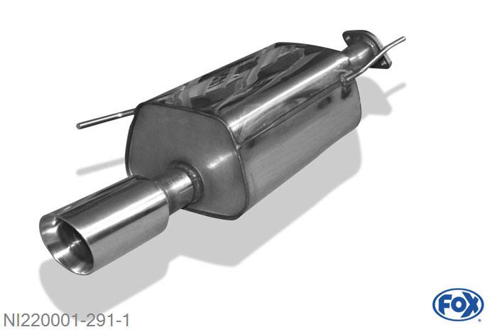 NI220001-291, Nissan Juke - F15 (Frontantrieb) 1.6l 140kW, Einddemper met eindstuk 1x90mm  Type 25 55mm Buisdiameter Geheel RVS, Absortie demper, mooie diepe sound, Met E-keur