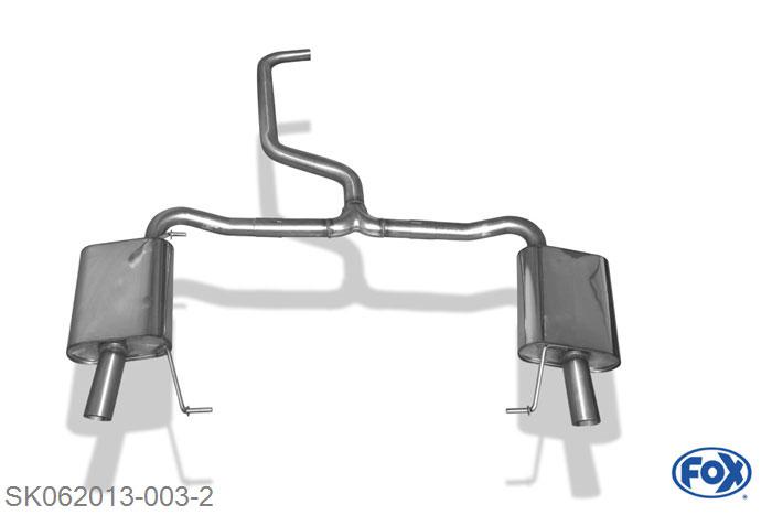 SK062013-003, Skoda Octavia 5E RS - TSI 2.0l TSI 162kW 169kW, Einddemper rechts/links -  Austritt der Endrohre in den originele Endrohren 63,5/ 2x55mm Buisdiameter Geheel RVS, Absortie demper, mooie diepe sound, Met E-keur