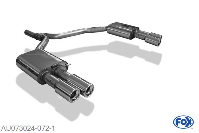 AU073024-072, Audi A6 4G - 2,0l TDI 2.0l TDI 100/120/130kW, Einddemper rechts/links dubbele buis - 2x90mm  Type 13 rechts/links 63,5mm Buisdiameter Geheel RVS, Absortie demper, mooie diepe sound, Met E-keur