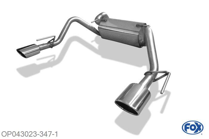 OP043023-347, Opel Astra J Limousine 1.4l Turbo 88/103kW 1.6l 132kW, Einddemper met uitgang rechts/links - 115x85mm  Type 32 rechts/links 63,5mm Buisdiameter Geheel RVS, Absortie demper, mooie diepe sound, EG-Gutachen (eintragungsfrei)