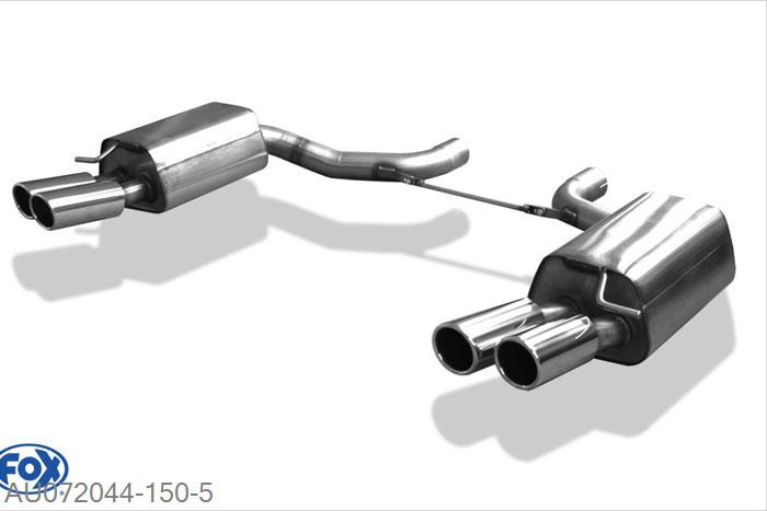 AU072044-150, Audi RS6 4F 5.0l 426kW, Einddemper rechts/links - 2x80mm  Type 16 rechts/links 70mm Buisdiameter Geheel RVS, Absortie demper, mooie diepe sound, EG-Genehmigung (eintragungsfrei)