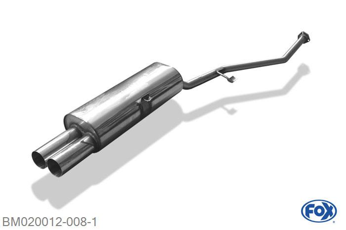 BM020012-008, BMW E30 316i/ 318i bis 9/87` 1.6l 73/75kW 1.8l 66/75/77/83kW, half systeem vanaf Kat met 3 Loch-flens - 2x76mm  Type 10 45mm Buisdiameter Geheel RVS, Met E-keur