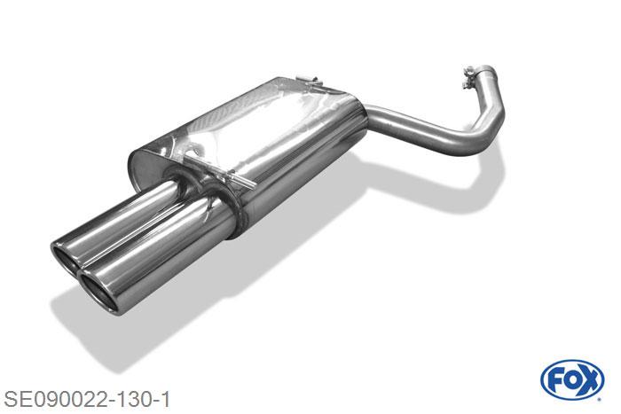 SE090022-130, Seat Exeo 3R - Limousine/ Kombi (ST) 1.6l 75kW 1.8l 88/110/118kW 2.0l TDI 88/105/125kW, Einddemper met eindstuk 2x80mm  Type 16 55/ 2x50mm Buisdiameter Geheel RVS, Absortie demper, mooie diepe sound, Met E-keur