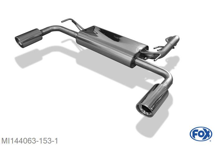 MI144063-153, Mitsubishi Lancer CYO Stufenheck/ Sportback Benzin 1.6l 86kW 1.8l 103kW, Einddemper met uitgang rechts/links - 1x100mm  Type 17 rechts/links 63,5mm/ 2x55mm Buisdiameter Geheel RVS, Absortie demper, mooie diepe sound, Met E-keur