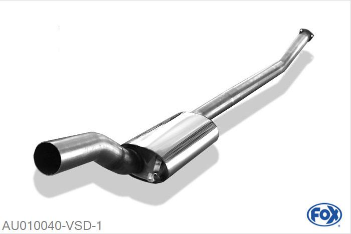AU010040-VSD, Audi Urquattro 2.2l 10V Turbo 147kW, Voordemper O70mm 70mm Buisdiameter Geheel RVS, Absortie demper, mooie diepe sound, Met E-keur