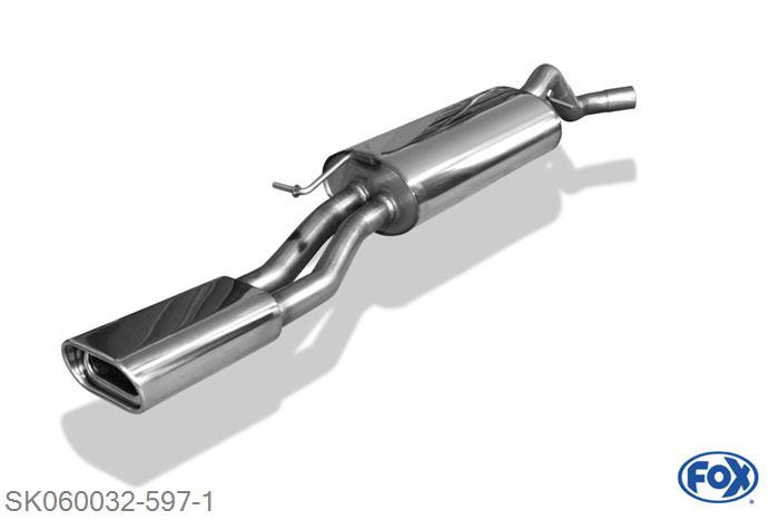 SK060032-597, Skoda Octavia RS Typ 1U 1.8l T 132kW, Einddemper O63,5mm - 160x80mm  Type 53 63,5mm Buisdiameter Geheel RVS, Absortie demper, mooie diepe sound, Teilegutachten (eintragungspflichtig)