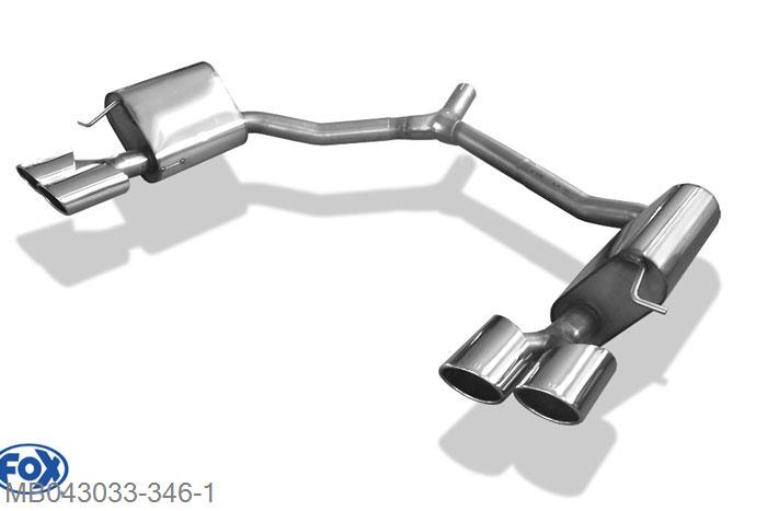 MB043033-346, Mercedes E-Klasse W212- 4 Zylinder 1.8l 135/150kW 2.2l CDI 100/125/150kW, Einddemper rechts/links - 2x106x71mm  Type 32 rechts/links 63,5mm Buisdiameter Geheel RVS, Absortie demper, mooie diepe sound, Met E-keur