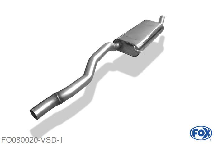 FO080020-VSD, Ford Galaxy WGR 1.5l 134kW 1.6l 134kW, Voordemper 63,5mm Buisdiameter Geheel RVS, Absortie demper, mooie diepe sound, Met E-keur