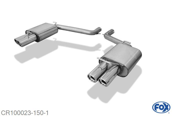 CR100023-150, Chrysler 300C 5,7l 5.7 250kW, Einddemper rechts/links Doppelrohr - 2x80mm  Type 17 rechts/links 63,5mm Buisdiameter Geheel RVS, Absortie demper, mooie diepe sound, Met E-keur