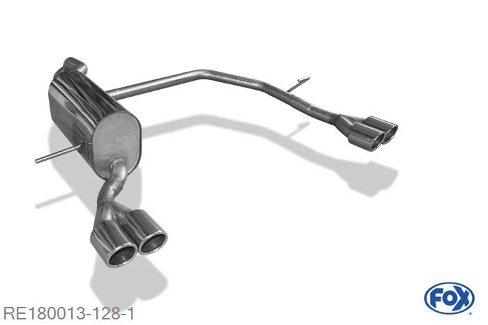 RE180013-128, Renault Captur 0.9l 66kW 1.2l 88kW 1.5l D 66kW, Einddemper met uitgang rechts/links - 2x76mm  Type 16 rechts/links 50mm Buisdiameter Geheel RVS, Absortie demper, mooie diepe sound, Met E-keur