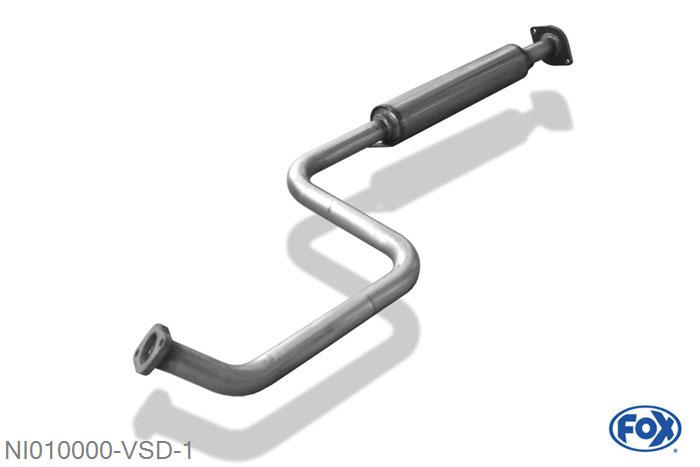 NI010000-VSD, Nissan Micra K11 1.0l 40kW 1.3l 55kW 1.4l 60kW, Voordemper 40mm Buisdiameter Geheel RVS, Absortie demper, mooie diepe sound, Met E-keur