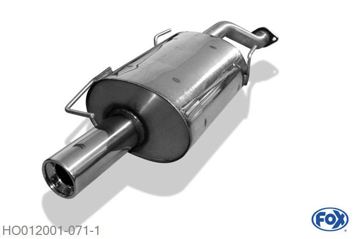 HO012001-071, Honda Civic VI Fastback MA9 1.4l 66kW 1.5l 66/84kW, Einddemper met eindstuk 1x90mm  Type 13 Geheel RVS, Absortie demper, mooie diepe sound