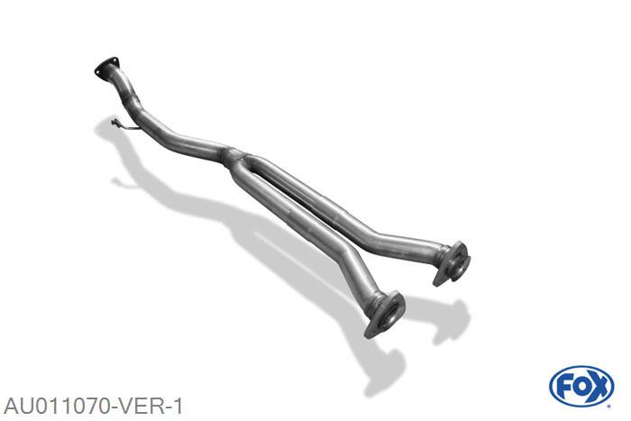 AU011070-VER, Audi 80/90 Typ 89 quattro 2.2l S2 162/169kW 2.6l 110kW 2.8l 128kW, Voordemper vervangende buis (GesamtLengte ca. 1,6m) Geheel RVS, Zonder goedkeuring