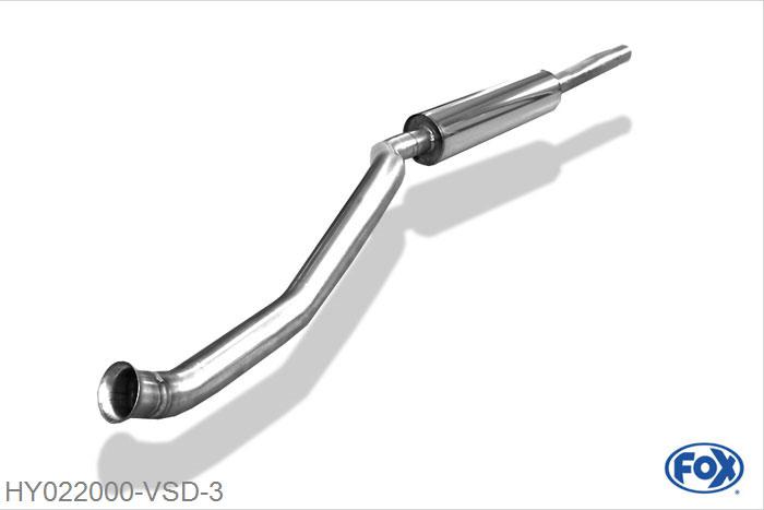 HY022000-VSD, Hyundai Accent - MC 1.4l 71kW 1.6l 82kW 1.5l D 81kW, Voordemper 50mm Buisdiameter Geheel RVS, Absortie demper, mooie diepe sound, Met E-keur